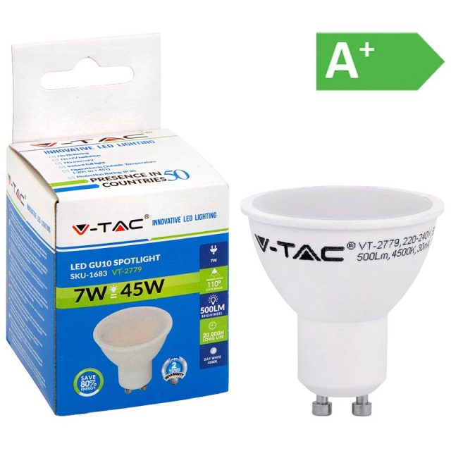 LED-POLTTIMO 7W GU10 4500K 500LM PAR16 V-TAC